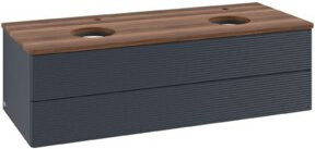 V&B Waschtischunterschrank Antao mit Frontstruktur, Wandhängend, Farbe: Weiß und Blau, B/T/H: 120 x 36 x 50 cm - Bild 1