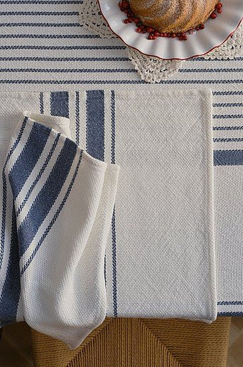 Jotex KLAUS Serviette im 2er-Pack aus Baumwolle, Weiß und Blau, B/B: 45,0 x 45,0 cm - Bild 1