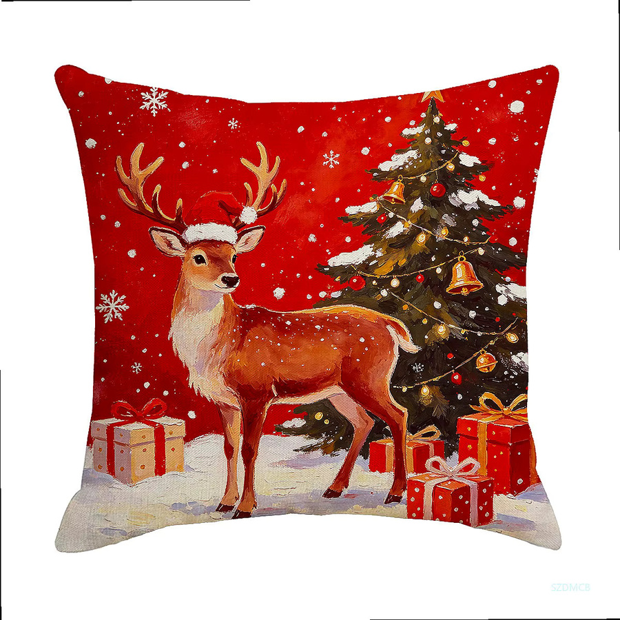 Dekorativer Weihnachts-Kissenbezug mit Weihnachtsmotiv in Rot, B/B/H: 45 x 45 x 0 cm - Bild 4