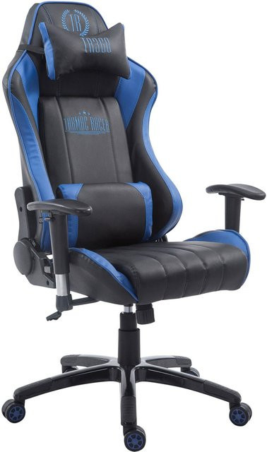 TPFLiving Racing Gaming Bürostuhl Shiva 2 in Schwarz/Blau aus Kunstleder mit Kopfstütze und Armlehnen - Bild 1