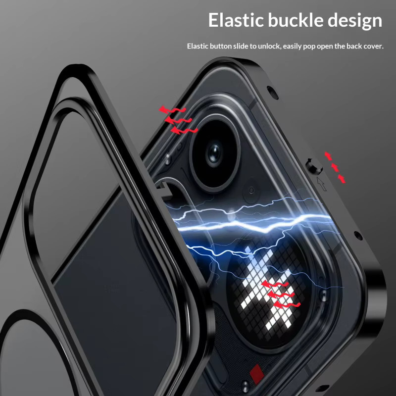 Snap Lock Magnetische Schutzhülle aus Aluminiumlegierung für Nothing Phone 4a Pro in Transparent/Silber mit stoßfester Abdeckung und Metallstoßfänger - Bild 6