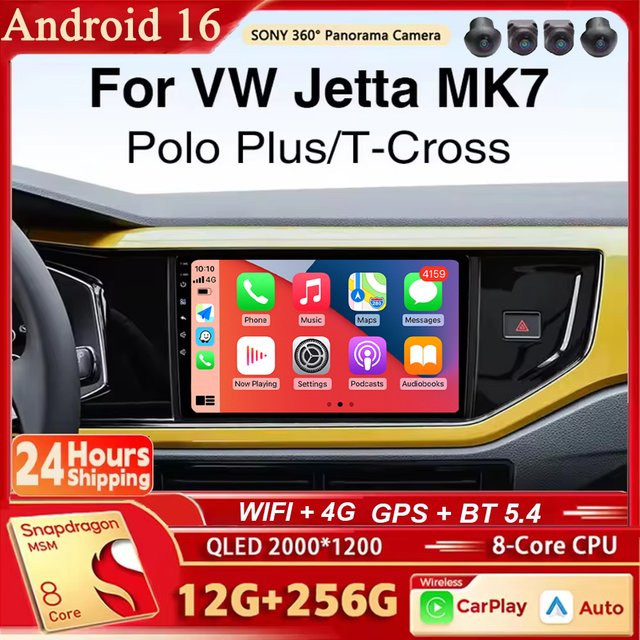 SOARCOMER Android Autoradio mit GPS, Wi-Fi und 4G für Volkswagen VW Polo, Jetta, Passat B8 und T-Roc in Schwarz - Bild 1