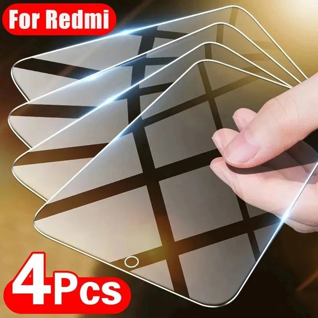 4 Stück Gehärtetes Schutzglas für Xiaomi Redmi Note 13 12 11 10 9 9S Pro Max 13C 12C 10C 10A 9C 9A 9T 5G, Transparent - Bild 1