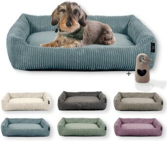 Rohrschneider Hundebett aus blauem Cordstoff mit abnehmbarem Bezug und rutschfester Unterseite - Bild 1