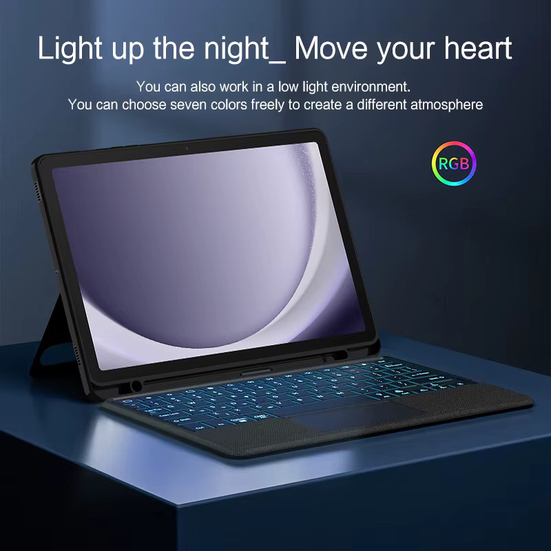 AJIUYU Smart Magic Tastaturhülle mit Touchpad für Samsung Galaxy Tab A9+ 11 Zoll (SM-X210, X216B, X218U), Farbe: Schwarz - Bild 3