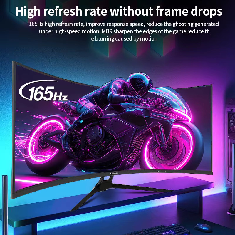 Gawfolk Curved Gaming-Monitor 34 Zoll UWQHD 3440 x 1440P, 1500R Ultra-Wide PC-Bildschirm mit 165 Hz und VA-Panel, Schwarz - Bild 5