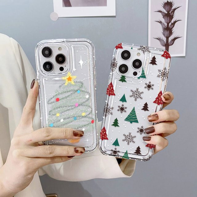 Caynes Stoßfeste Silikon Handyhülle mit Baum-Stern-Design für iPhone 11 bis iPhone 17 Pro Max, Transparent - Bild 1