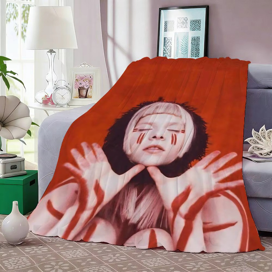 Album A-Aurora Singer Throw Flanelldecke in Weiß und Rot, leichte Sommerdecke mit 240g Gewicht - Bild 3