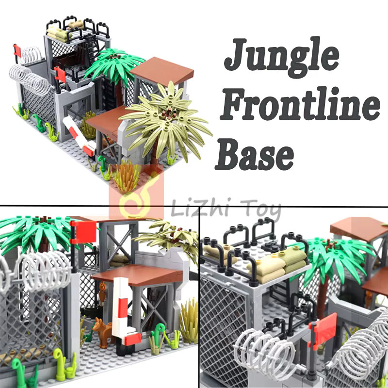 jile MOC Military Wire Mesh Scene Defense Watchtowers Command Bases Signal Towers Army Soldiers Figuren, Bausteine, Grau, Kunststoff - Bild 3