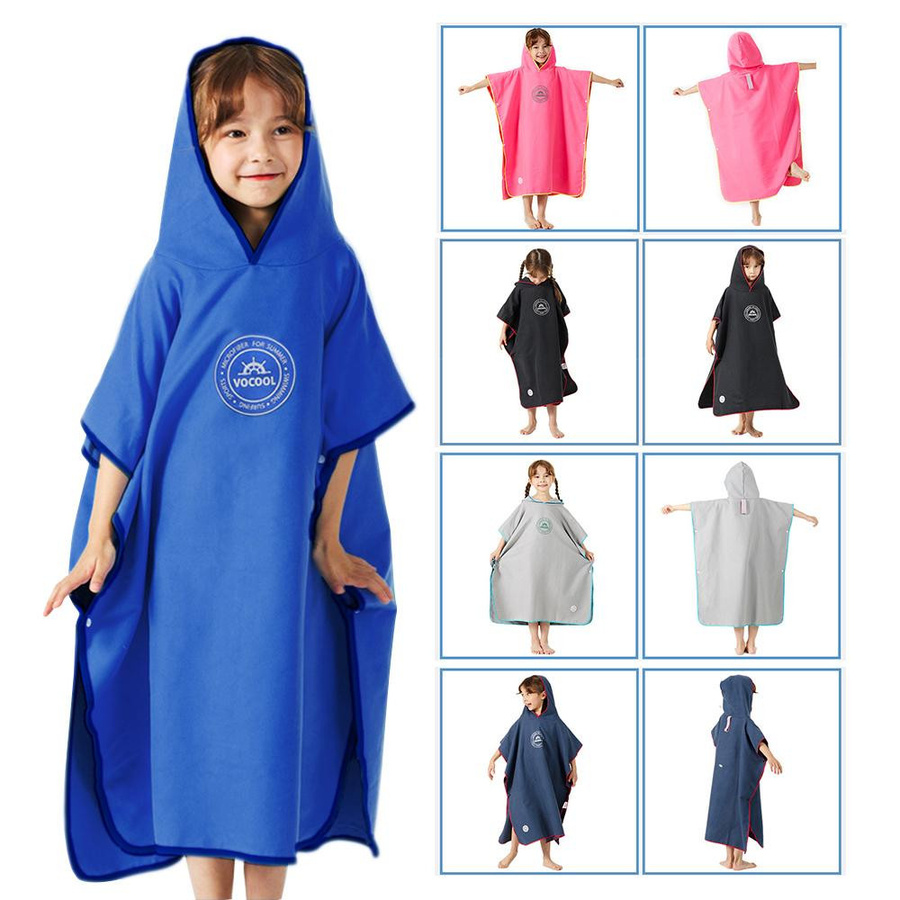 TOMTOP JMS Badeponcho mit Kapuze für Kinder, schnell trocknendes Badetuch in Grau - Bild 2