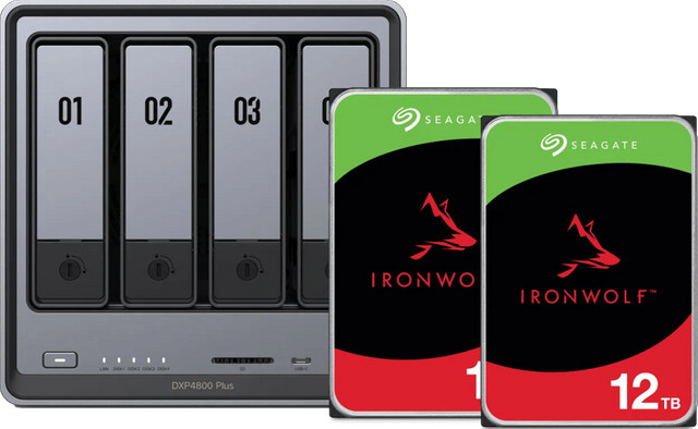 UGREEN NASync DXP4800 Plus NAS-System mit Seagate Ironwolf 12 TB HDD Doppelpack in Grau - Bild 1