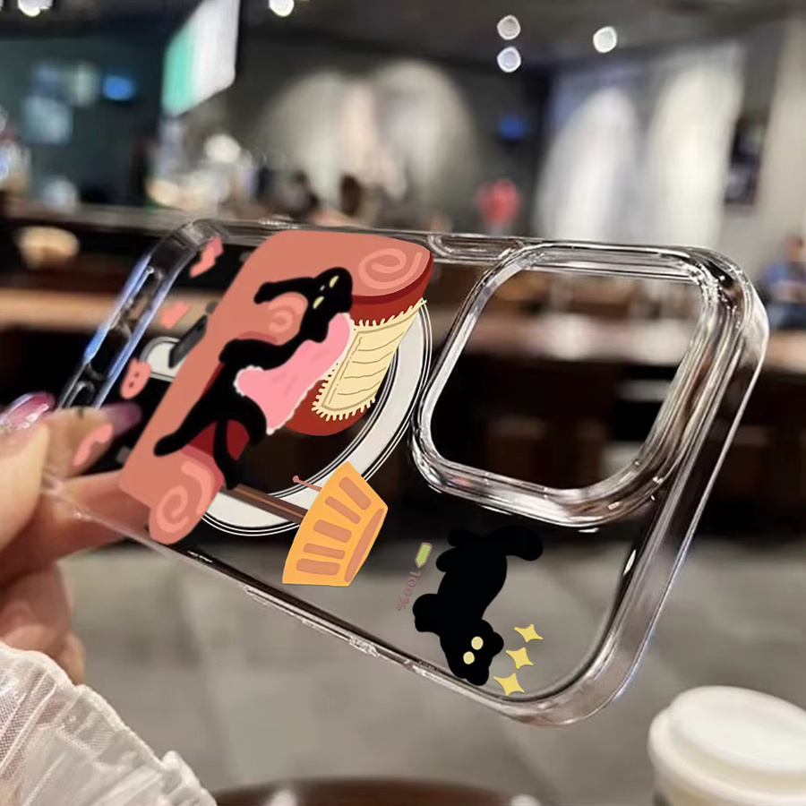 Transparente Magnetische Silikon Schutzhülle mit Katzen-Design für Apple iPhone 16 Pro Max, 15, 14, 13, 12 und 11 - Bild 4