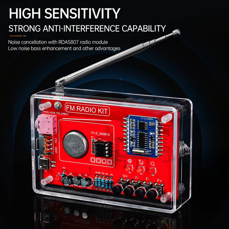 RDA5807 FM Radio DIY Kit mit Digitalanzeige und Micro USB Anschluss für Schweißübungen (87-108 MHz) - Bild 2