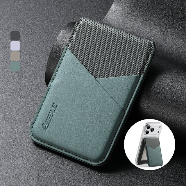 Luxuriöse Business-Leder-Geldbörse mit Kartenhalter und MagSafe-Kompatibilität für iPhone und Samsung Galaxy in Lila oder Grün - Bild 1