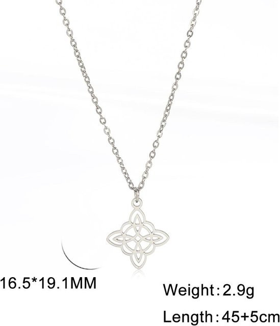 YULIN Halskette Hexenknoten Anhänger, Edelstahl, Gold, Damen, 45-50 cm - Bild 1