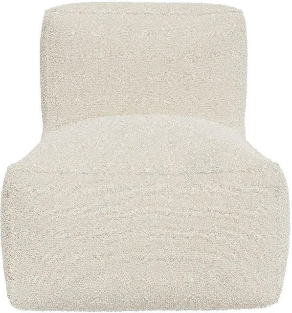 Sessel Noumara von Vente-unique mit gerader Rückenlehne aus Bouclé-Stoff in Off White Weiß, Breite: 70 cm - Bild 1