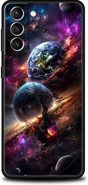 Samsung Galaxy Handyhülle mit Univers Sternenhimmel und Mond Design in Multicolour, weiche TPU Hülle für Samsung Galaxy S26 S25 S24 S23 S22 S21 FE Ultra Plus 5G - Bild 1