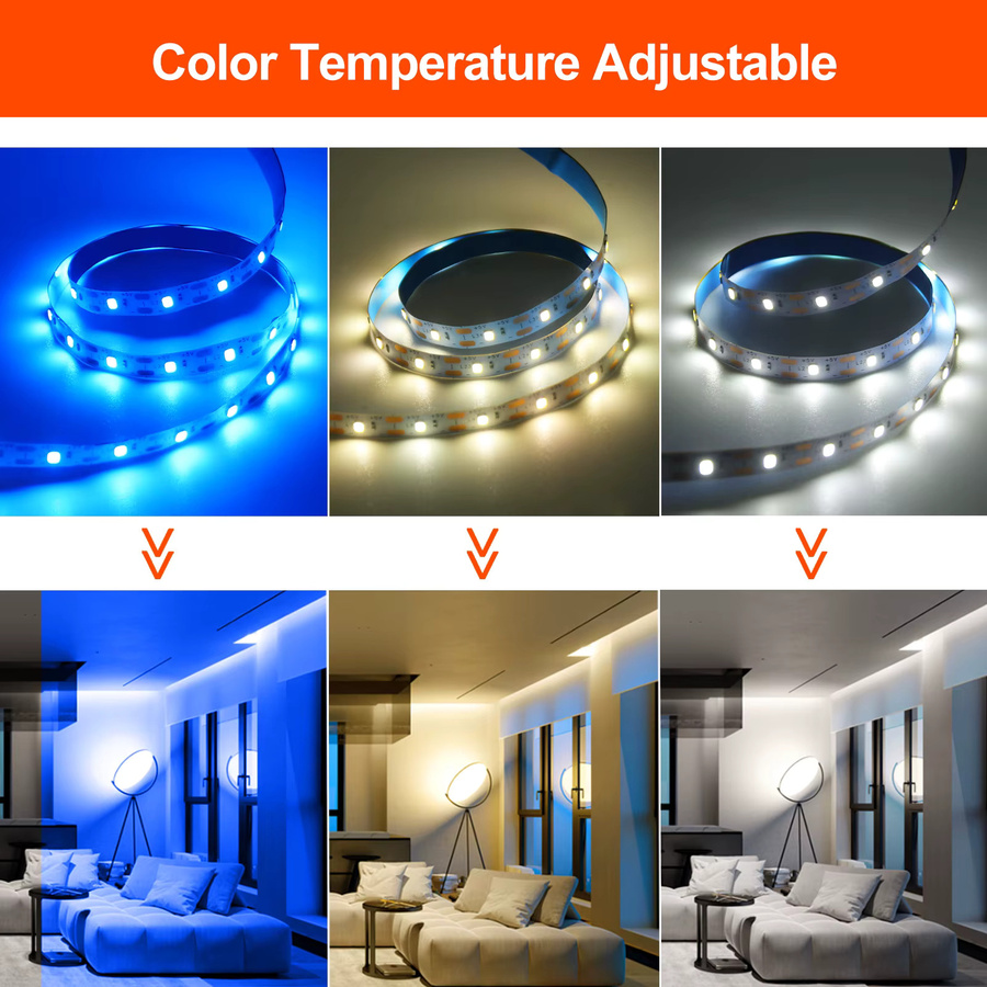 XUNATA Batteriebetriebener LED-Streifen 3528 mit 60 LEDs für TV-Hintergrundbeleuchtung und Schrank, DC5V, wasserdicht nach IP21 - Bild 5