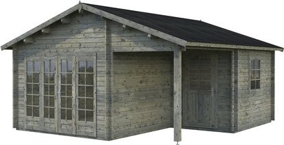 Palmako Irene Blockbohlenhaus aus Fichtenholz in Grau mit Satteldach und Boden B/H/T: 530 x 321 x 550 cm - Bild 2