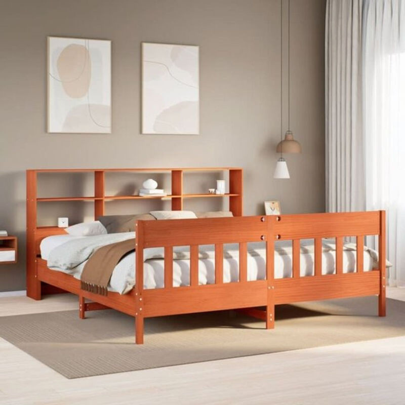 Massivholzbett Vidaxl aus Kiefer in Braun im Landhausstil B/T: 200 x 200 cm - Bild 1