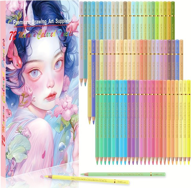 72 Stück Macaron Buntstifte in Pastellfarben für Erwachsene zum Zeichnen, Mischen und Schattieren, Mehrfarbig - Bild 1