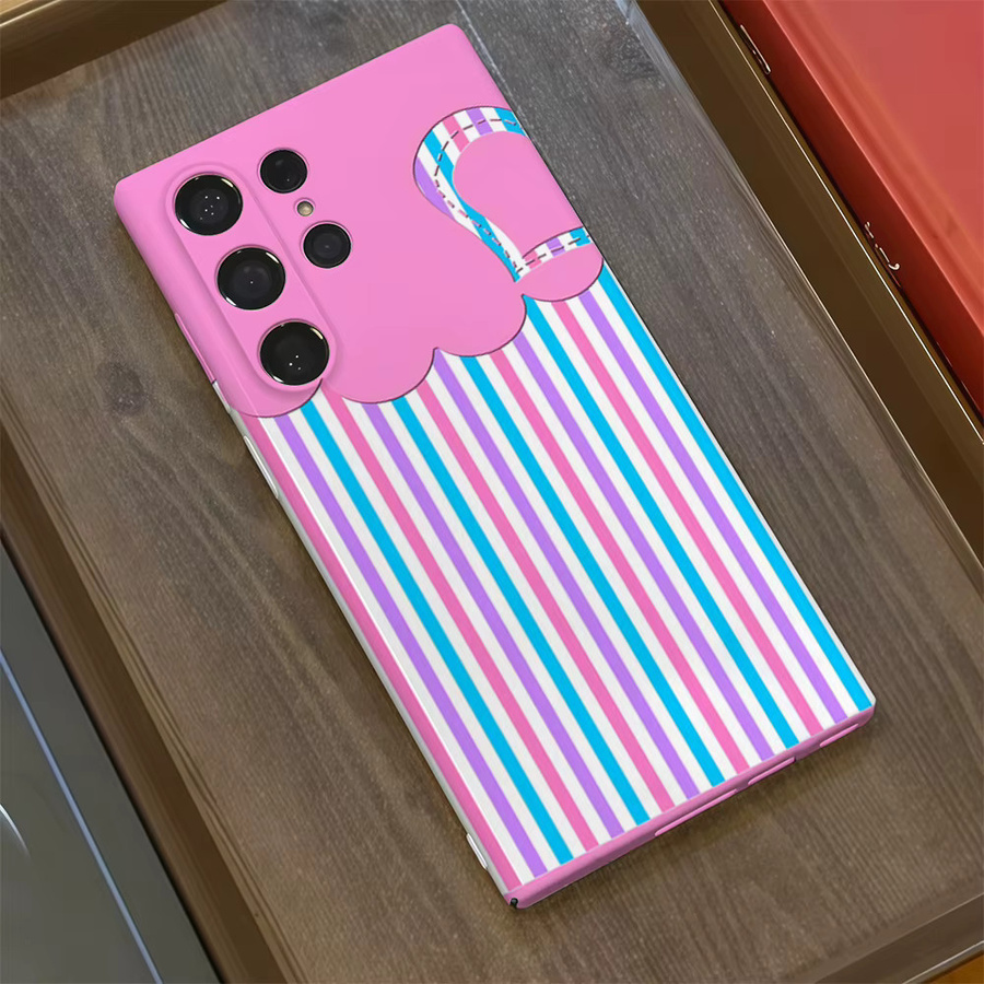 Glänzende doppelschichtige Rückseiten-Handyhülle Pink Cloud Stripes für Samsung Galaxy S25 Ultra, S24 und S23 Ultra Plus - Bild 3