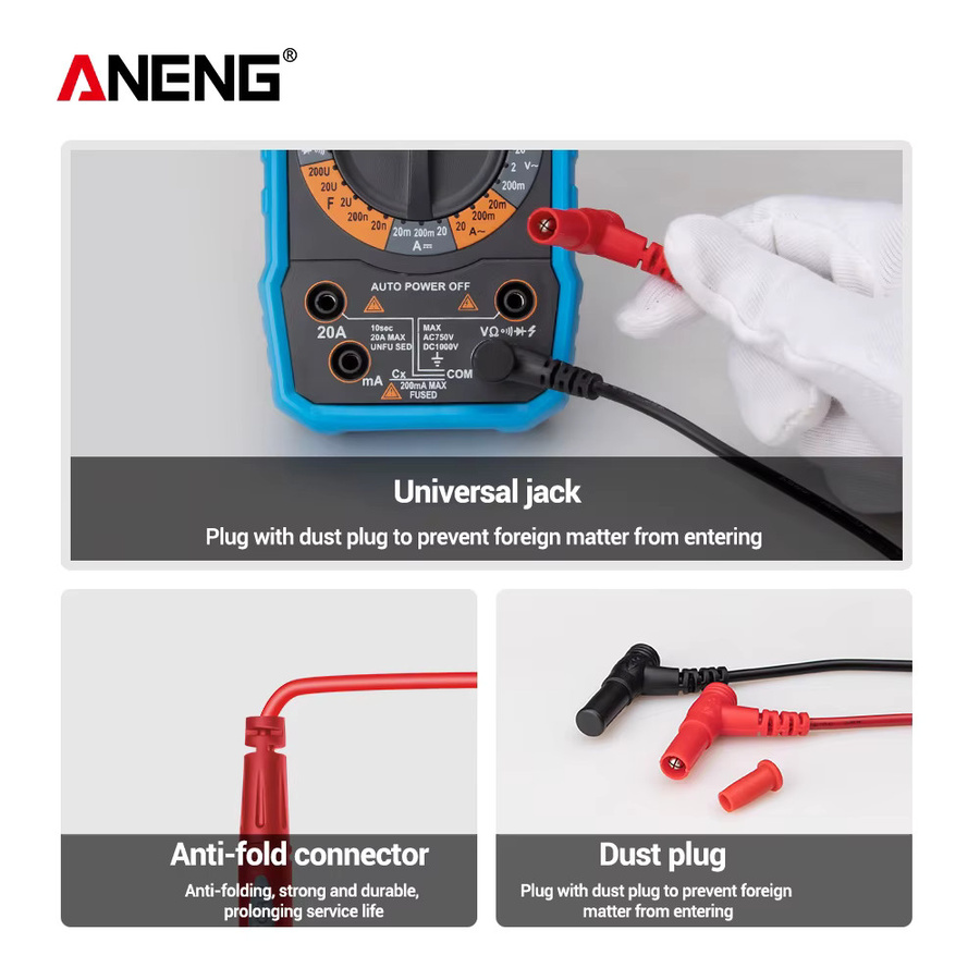 ANENG PT1003 Universal-Testkabel für Zangenmessgeräte und Multimeter mit Nadelspitzen und 20A Belastbarkeit in Rot - Bild 3