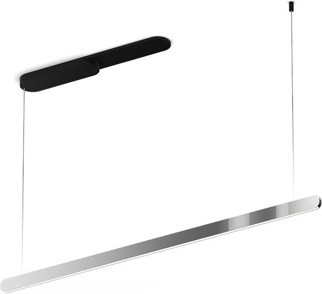 Occhio Mito linear volo 140 up LED-Pendelleuchte in Schwarz matt mit Dark Chrome Kopf, dimmbar mit Occhio air Modul und x-tra warm LED (2200K - 3500K) - Bild 1