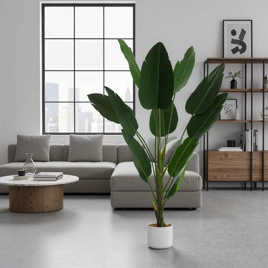 Garvee Künstlicher Bananenbaum in Grün mit Topf, Dekorative Tropische Reisepalme für Wohnzimmer und Büro, Höhe: 120 cm - Bild 4