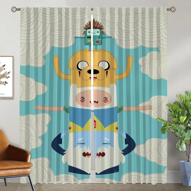 Abenteuerzeit Heim Halloween Trennvorhänge für Wohnzimmer und Küche, 2 Stück, Blau, Breite: 50 cm, Höhe: 70 cm - Bild 1