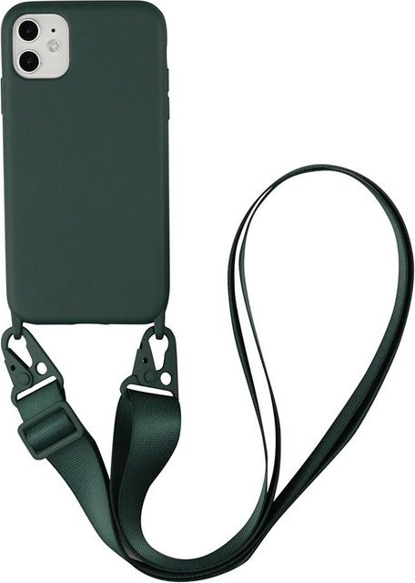 Rui Di Silikon-Handyhülle mit Lanyard für iPhone 12 13 14 15 16 Pro Max X XR XS in Grün - Bild 1