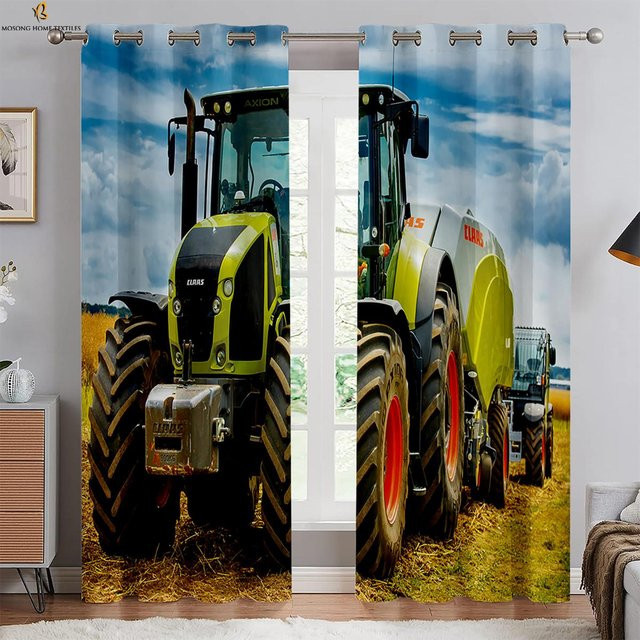 Yiran Furniture Dekorative Traktor Vorhänge mit 3D-Effekt, halbtransparent, Mehrfarbig, B: 50 cm, H: 130 cm, 2 Stück - Bild 1