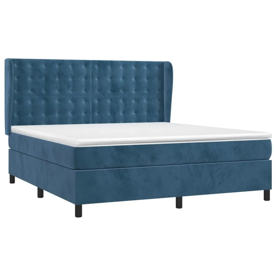 vidaXL Boxspringbett mit Matratze Dunkelblau Samt B/T/H: 160 x 200 x 163 cm - Bild 2