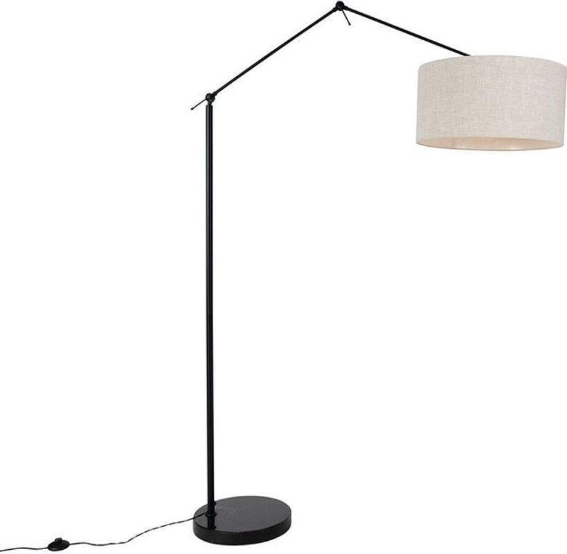 QAZQA Moderne Standleuchte in Schwarz mit grauem Stoffschirm E27 Höhe: 190,8 cm - Bild 1