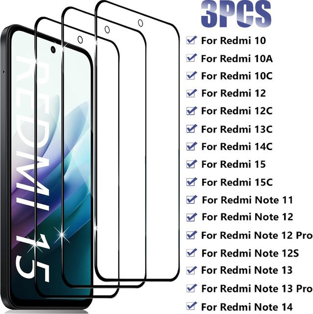 3er-Set gehärtetes Glas Display Schutzfolie für Xiaomi Redmi Note und Redmi Serie, transparent - Bild 1
