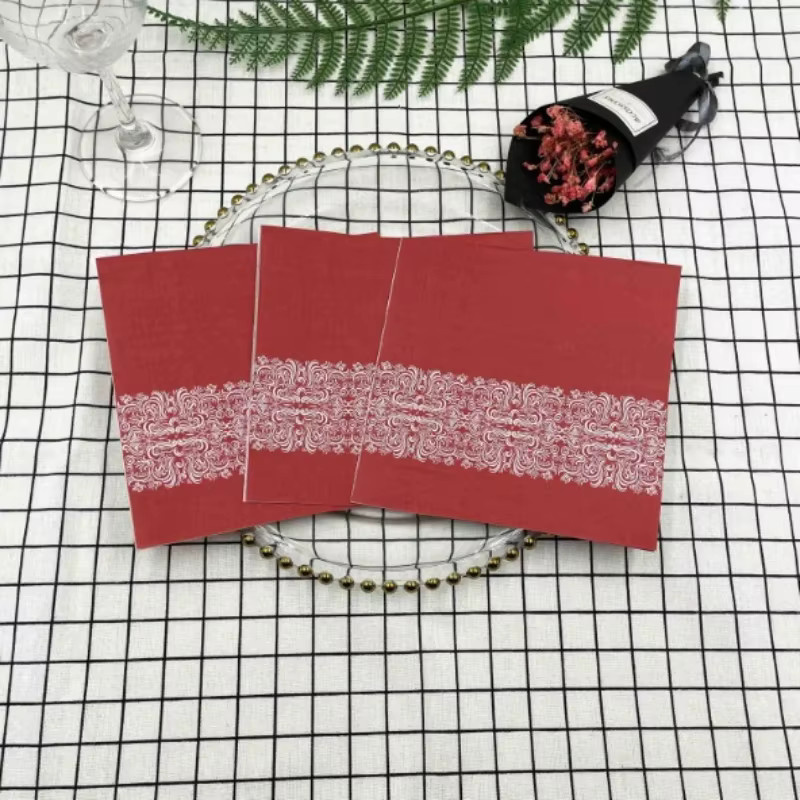 GUANYAO Papierservietten mit Blumenmuster in Rot, 2-lagige Einwegservietten für die Tischdekoration, 20 Stück - Bild 3