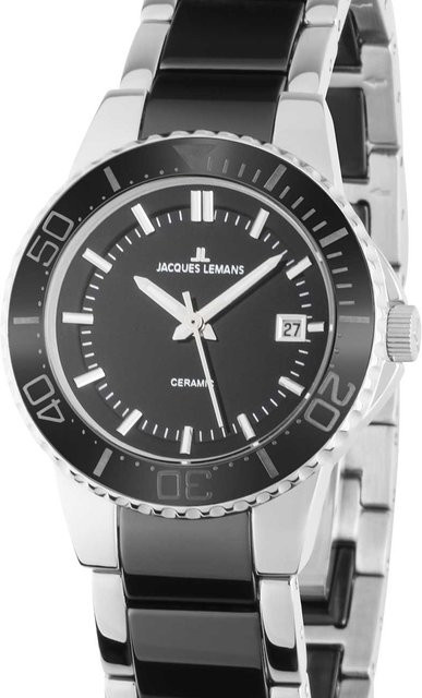 Jacques Lemans Damenuhr, Keramik, Quarz, 31 mm, Schwarz, 10 ATM - Bild 1