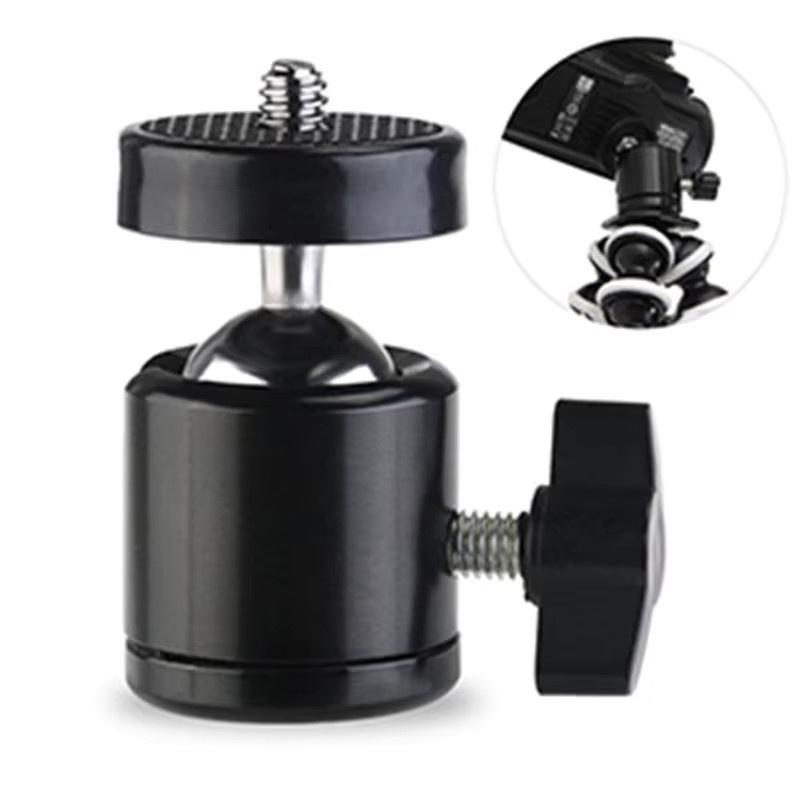 Mini-Kugelkopf Montageadapter mit 1/4 Zoll Schraube in Schwarz für GoPro 12 11 10 9 DSLR-Kameras, Camcorder und Lichtstative - Bild 3