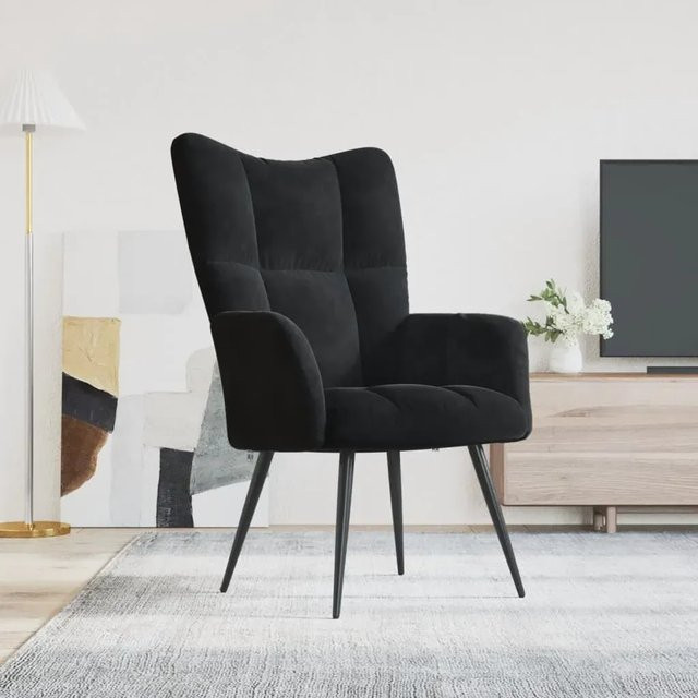 vidaXL Relaxsessel Modell 9 in Schwarz aus Samt mit Metallgestell und Armlehnen - Bild 1