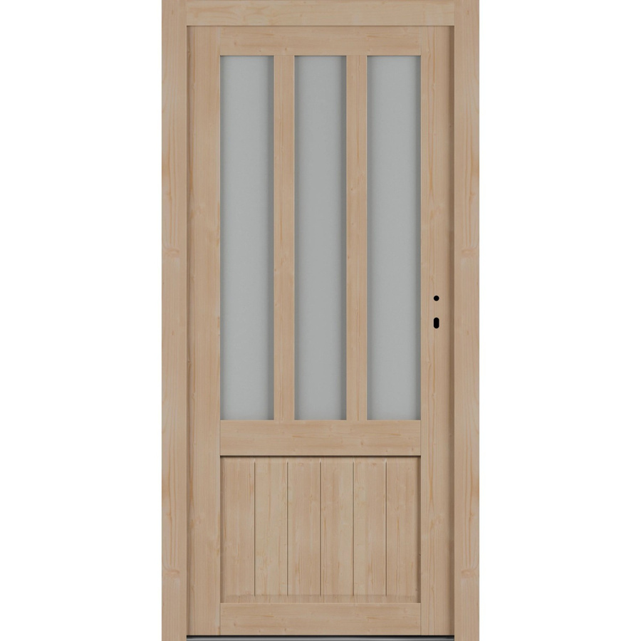 Roro Nebeneingangstür OHE 1001 aus Fichte mit Glaseinsatz, Braun, B: 98 cm, H: 198 cm, DIN Rechts - Bild 2