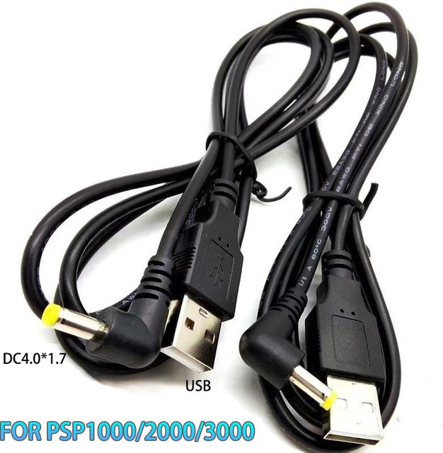 Cltgxdd USB-auf-DC-Ladekabel Schwarz, 80–100 cm, 5 V 1 A, Steckergröße 4,0 x 1,7 mm, Stromladekabel für PSP 1000/2000/3000 - Bild 1
