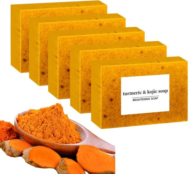 Kurkuma-Handseife mit Kojisäure, Gesicht und Körper, 100g - Bild 1