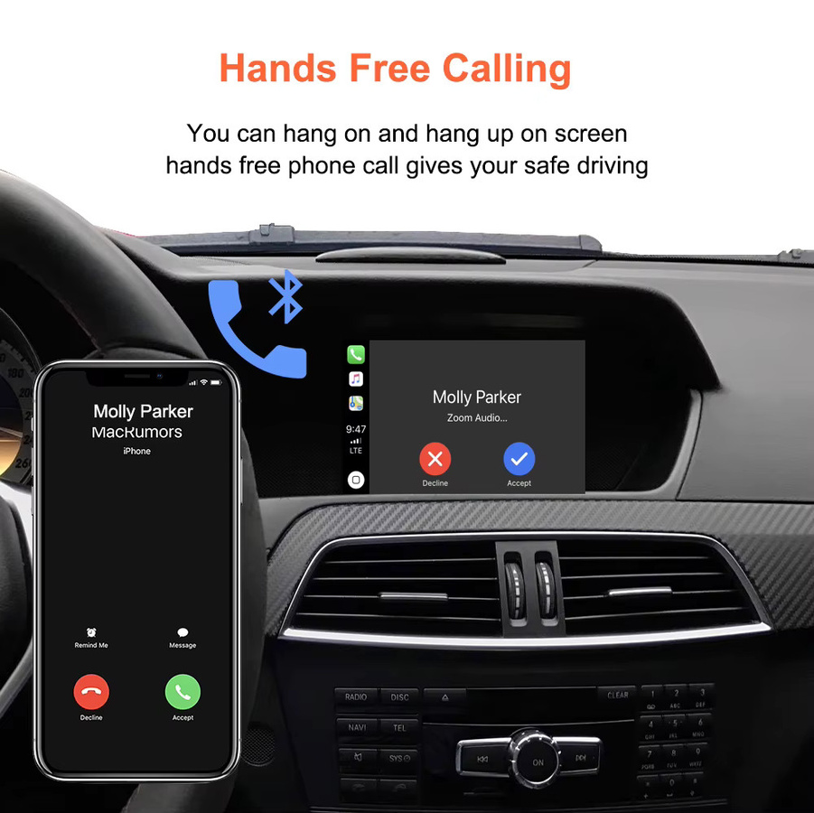 Bonroad Wireless CarPlay und Android Auto Upgrade-Box für Mercedes Benz NTG 4.5 System, Schwarz - Bild 3
