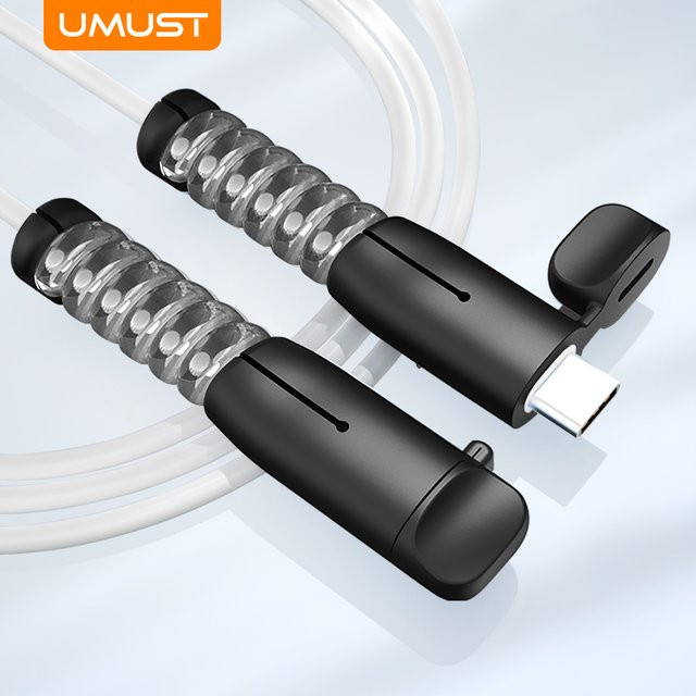 UMUST Ladekabel-Wickelschutz aus Silikon mit Spule für USB-C und USB-A, Kabelabdeckung und Steckerschutz in Schwarz oder Weiß - Bild 1