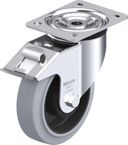 Blickle L-POEV 160KA-FI-SG Lenkrolle mit Feststeller in Schwarz, Grau und Silber, Rad-Durchmesser: 160 mm, Tragfähigkeit: 400 kg - Bild 1