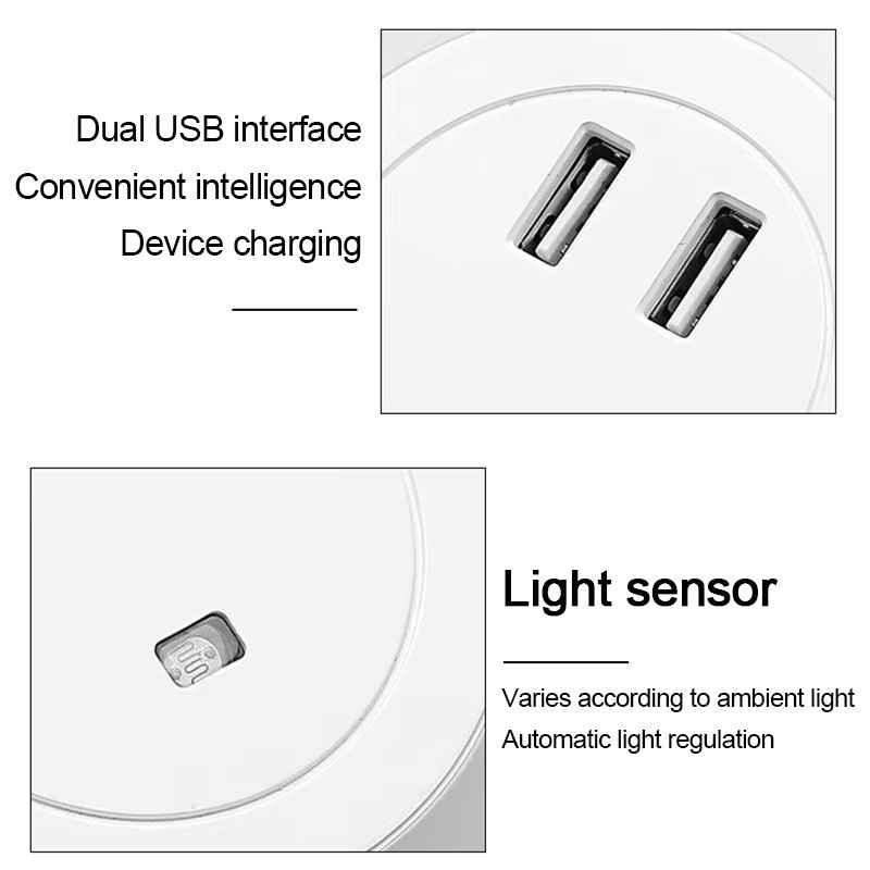 LED Nachtlicht mit Bewegungssensor und Dual USB Ladebuchsen in Weiß, Warmweiß - Bild 5