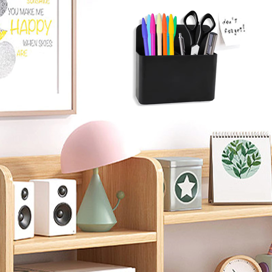 Magnetischer Stifthalter und Tassenorganizer aus Kunststoff in Schwarz für Whiteboard-Marker und Schulbedarf - Bild 3