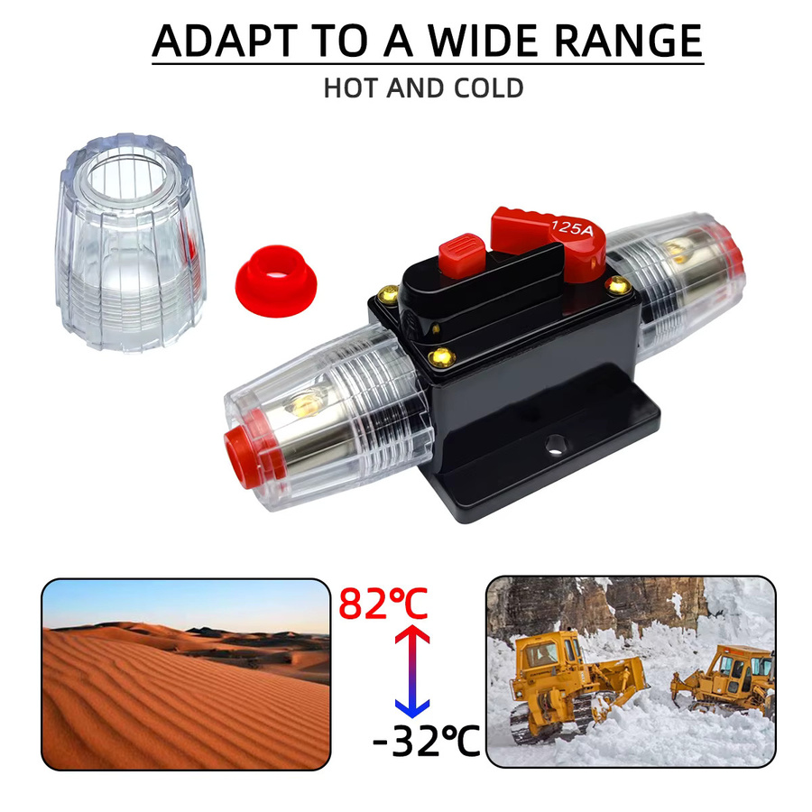 Manueller Reset Sicherungshalter Wasserdichter Leistungsschalter für 12V-48V DC Car Audio und Marine in Schwarz - Bild 3