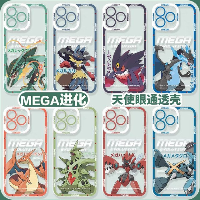 Potdemiel Anime Pokemon Mega Evolution Handyhülle für iPhone 11 bis 17 Pro Max Plus Mini mit Rayquaza Groudon Kyogre Design - Bild 1