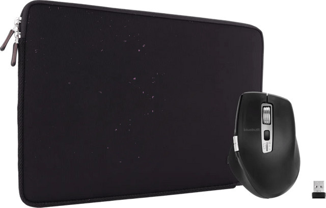 BlueBuilt Set aus Laptophülle für Apple MacBook Pro 14 Zoll in Schwarz und kabelloser ergonomischer Bluetooth-Maus Maximus - Bild 1